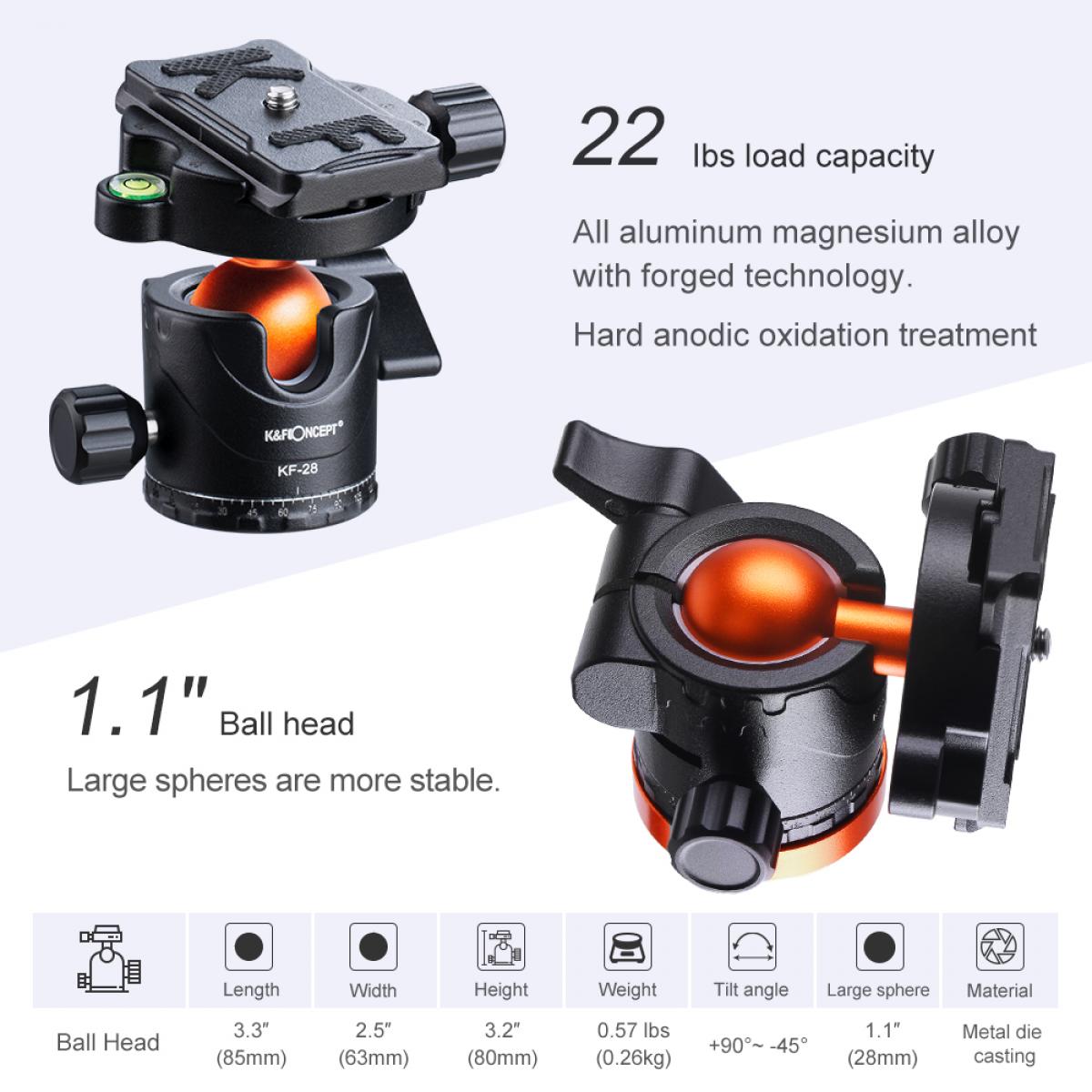 K&F Concept KF31.023V3 KF-28 Ball Head