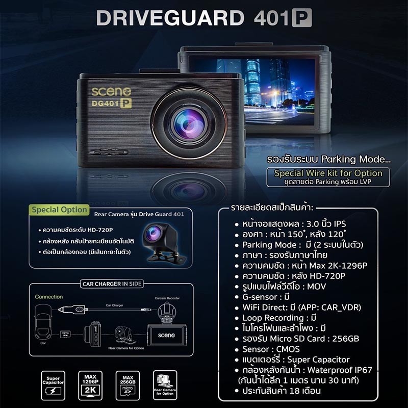 กล้องติดรถยนต์ SCENE DRIVE GUARD 101 เมนูภาษาไทย