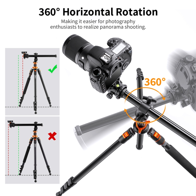 K&F Concept Tripod TM2235 Silver Aluminium ขาตั้งกล้อง