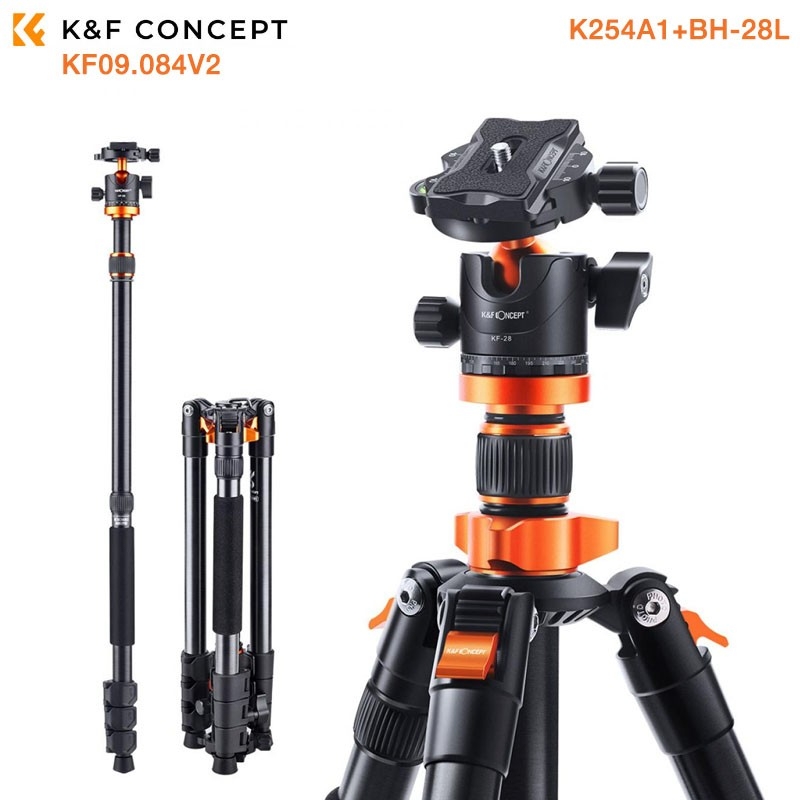 K&F Concept KF09.084V2 SA254M1 Aluminum Tripod Monopod Ball Head