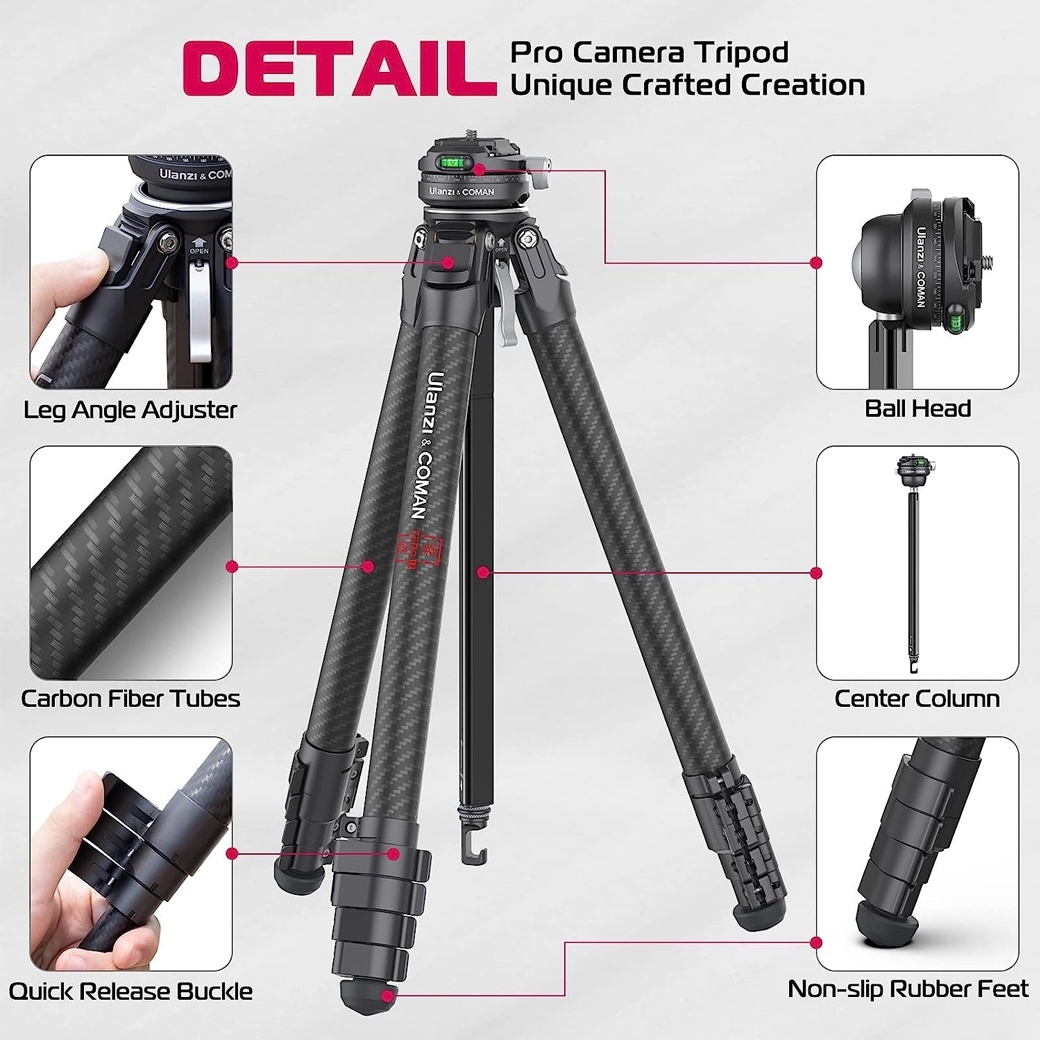 ULANZI ZERO-Y CARBON FIBER LIGHTWEIGHT TRAVEL TRIPOD