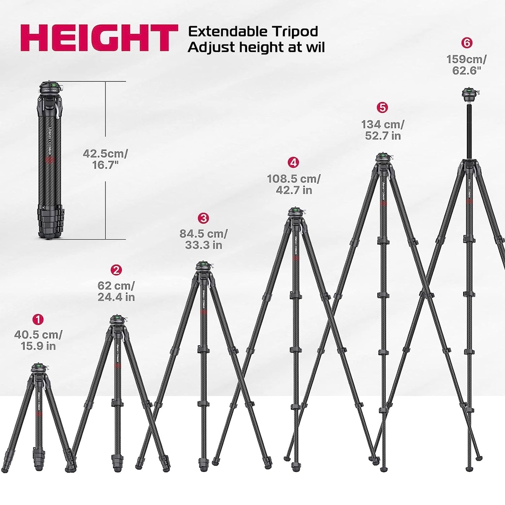 ULANZI ZERO-Y CARBON FIBER LIGHTWEIGHT TRAVEL TRIPOD