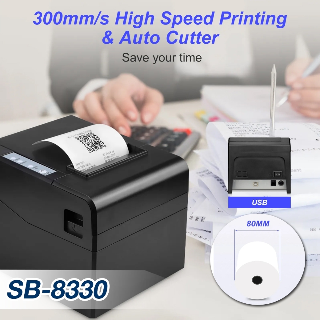 Thermal Receipt Printer SB-8330 Pos 80mm (USB-RJ45-Bluetooth)