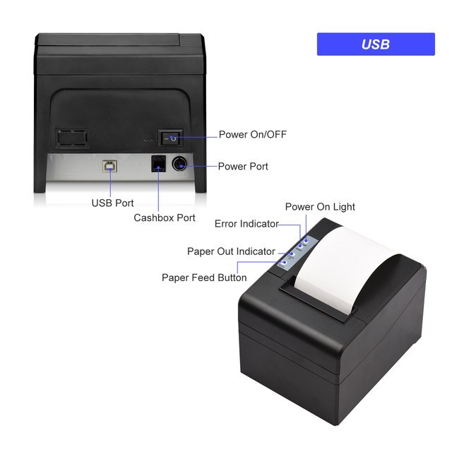 Thermal Receipt Printer SB-8330 Pos 80mm (USB-RJ45-Bluetooth)