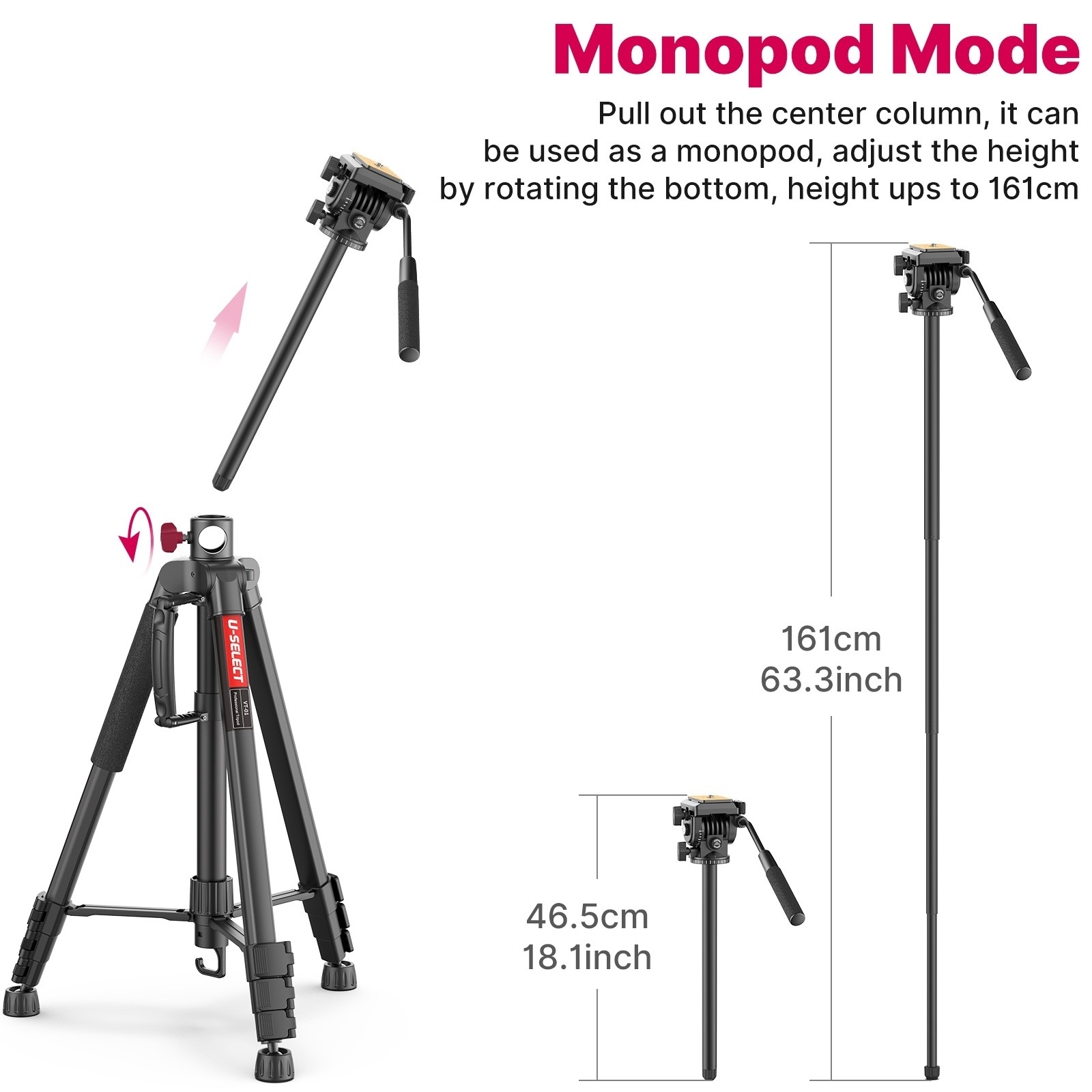 ULANZI EXTENDABLE TRIPOD VT-02 Monopod & Panoramic Tripod