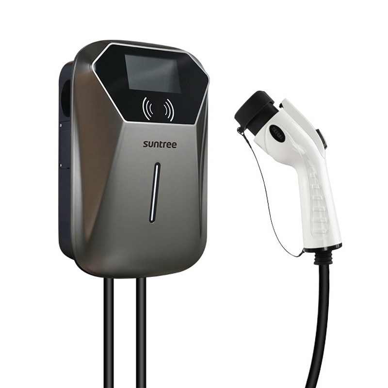 Suntree EV Charger 7KW/32A 4.3 Inch LCD Type 2 Built In Protection Swipe Card With APP Function