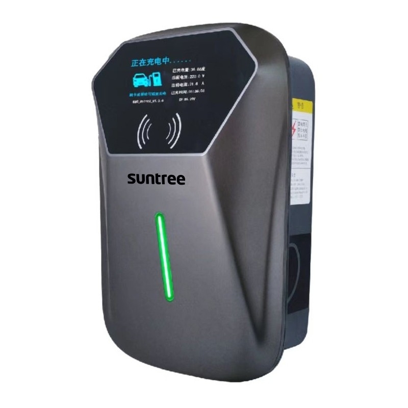 Suntree EV Charger 7KW/32A 4.3 Inch LCD Type 2 Built In Protection Swipe Card With APP Function