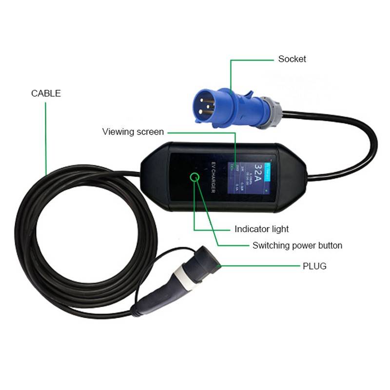 Suntree EV Charger 16A/3.5KW 2.8 Inch European Standard Type 2