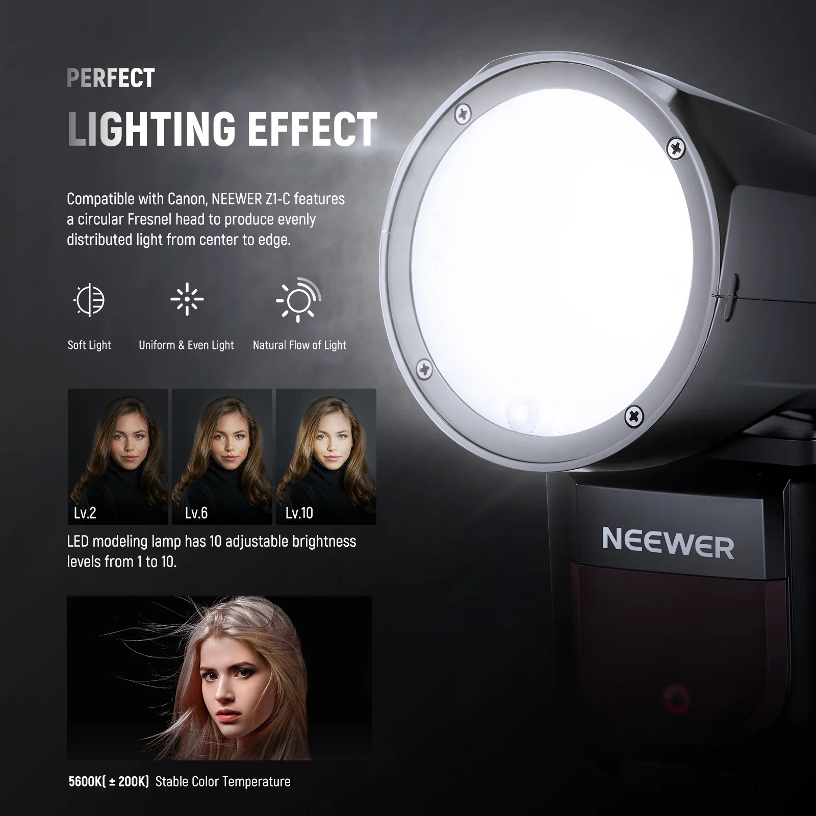 NEEWER Z1 TTL Round Head Flash Speedlite for Canon