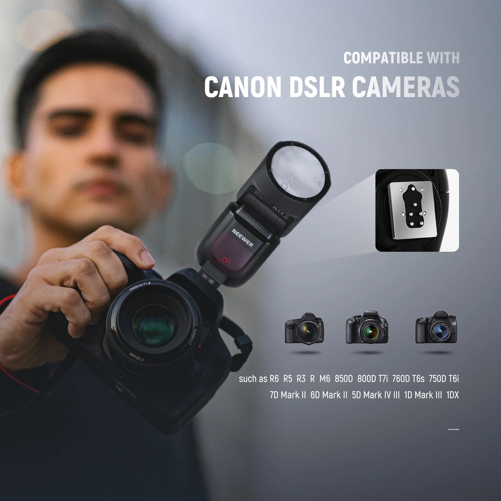 NEEWER Z1 TTL Round Head Flash Speedlite for Canon