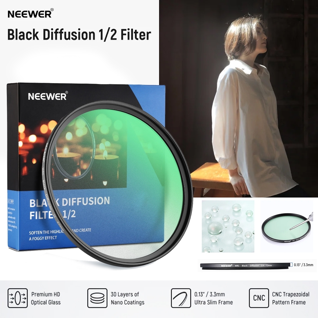 NEEWER BLACK SOFT FILTER 1/2 SPECIAL EFFECTS FILTER 67MM NEEWER BLACK SOFT FILTER 1/2 SPECIAL EFFECTS FILTER 67MM