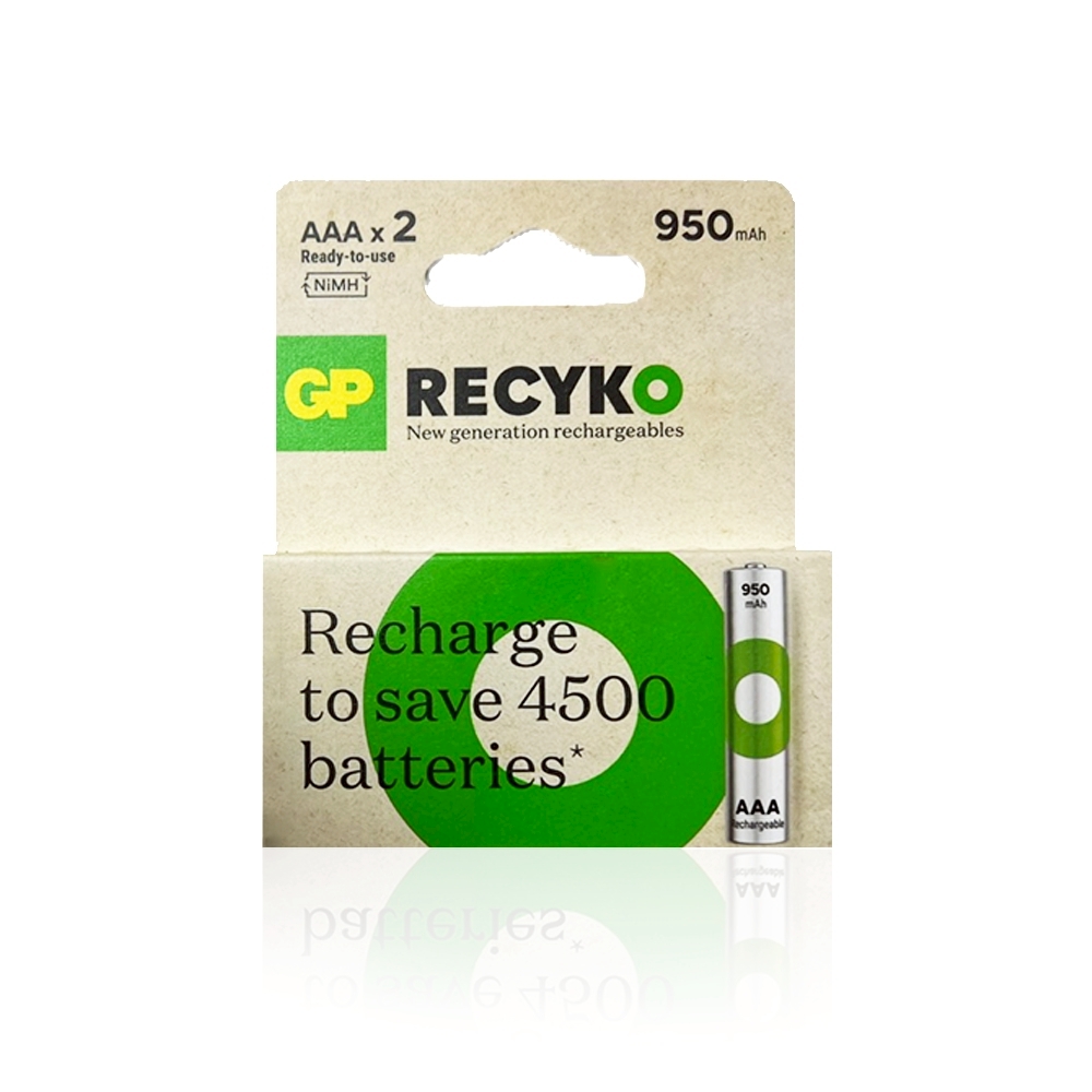 GP Recyko Rechargeable AAA2 950mAh 1.2V Batteries