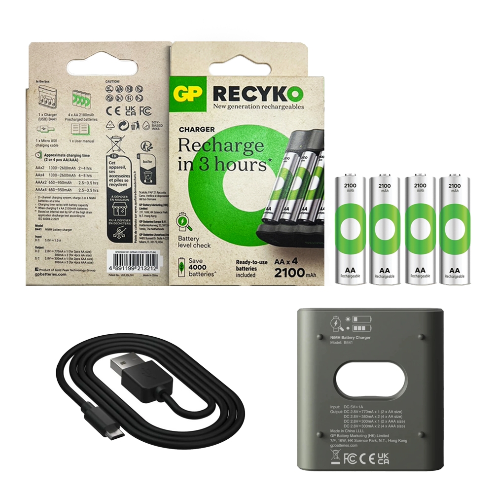 GP ReCyko Recharge AA4 + Charger  2100mAh 