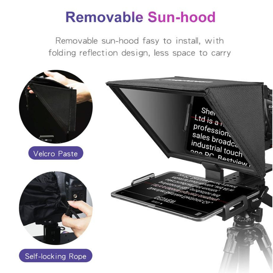 Desview T12 Portable Large Screen Teleprompter DSLR, Mirrorless and Webcam for 12.9” smartphone, tablet Prompting