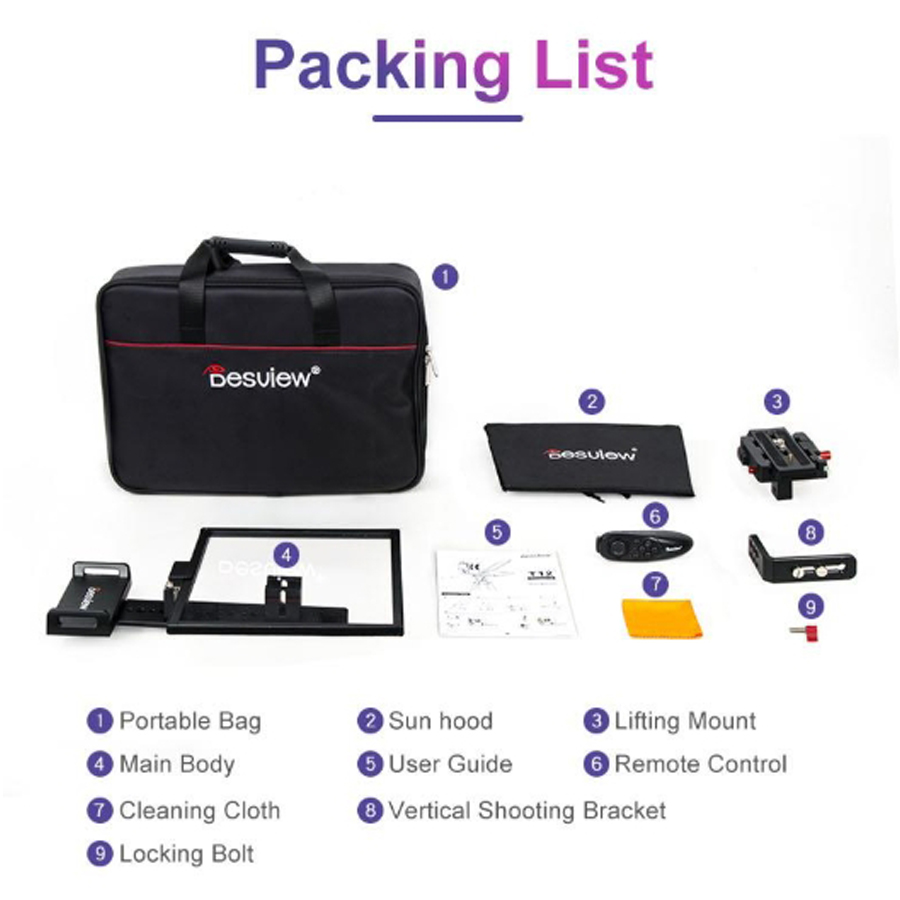 Desview T12 Portable Large Screen Teleprompter DSLR, Mirrorless and Webcam for 12.9” smartphone, tablet Prompting