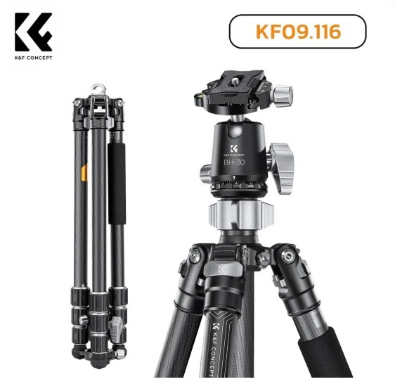 K&F CONCEPT KF09.116 X254C4+BH-30L Carbon Fiber Tripod
