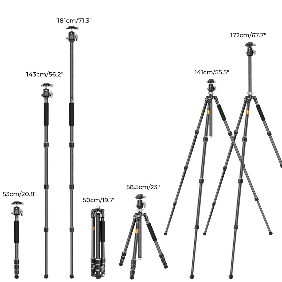 K&F CONCEPT KF09.116 X254C4+BH-30L Carbon Fiber Tripod